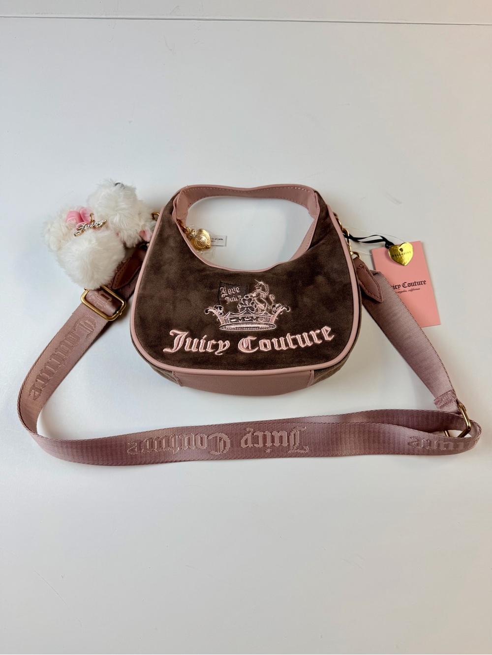 Juicy Couture Crown Hobo Crossbody Bag Iced Coffee colorway NWT Y2K